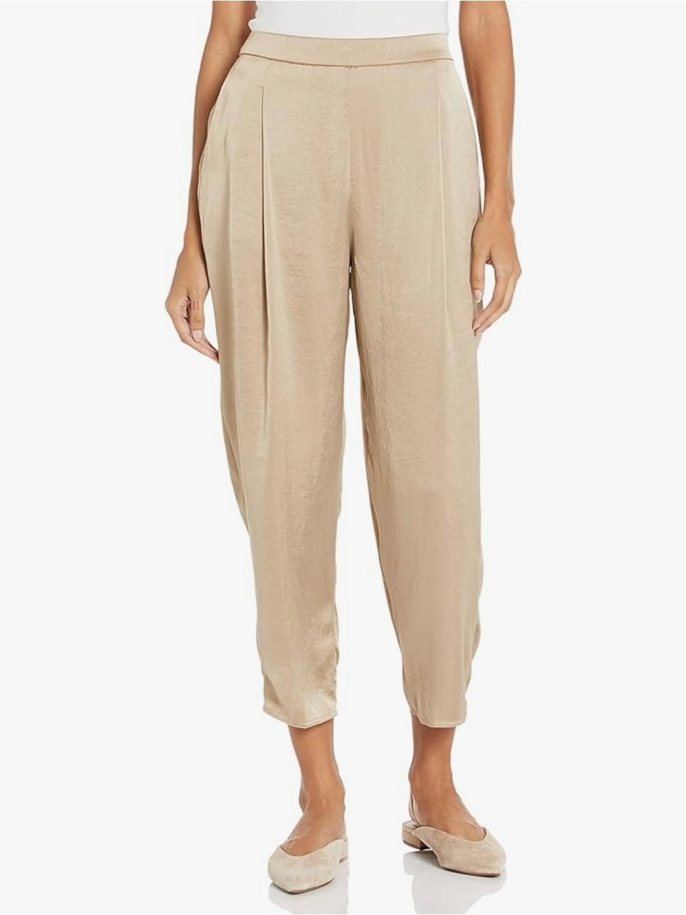 Theory NWT Pleated Trouser Pant in Crushed Satin
